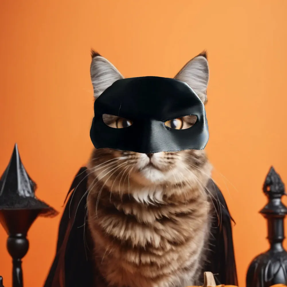 Nuova maschera da pipistrello per gatti neri Maschera creativa per gatti a mezza faccia fatta a mano Simpatico cappello da supereroe per animali