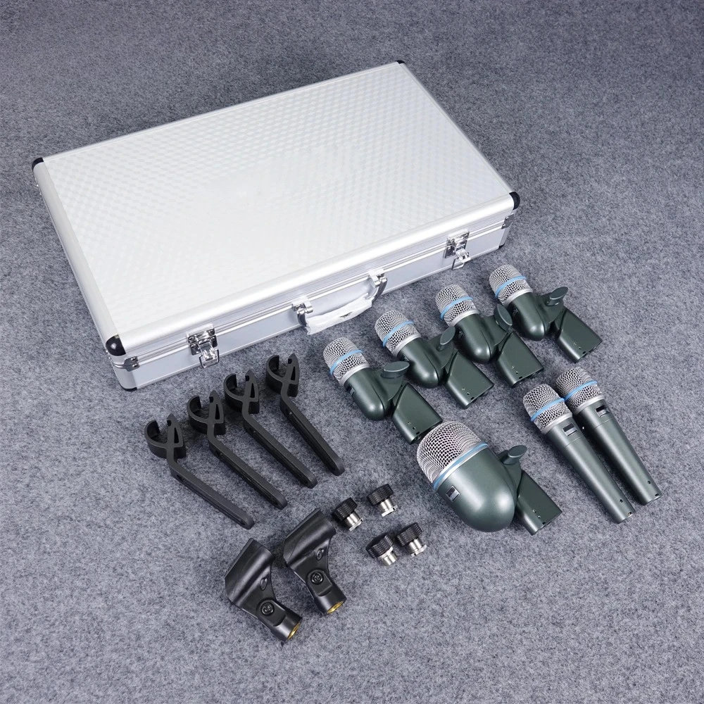 

DMK7 Professional 7 Piece Drum Kit Instrument Microphone Mic For Bass Amp Toms Snare Drum drum microphone set for stage