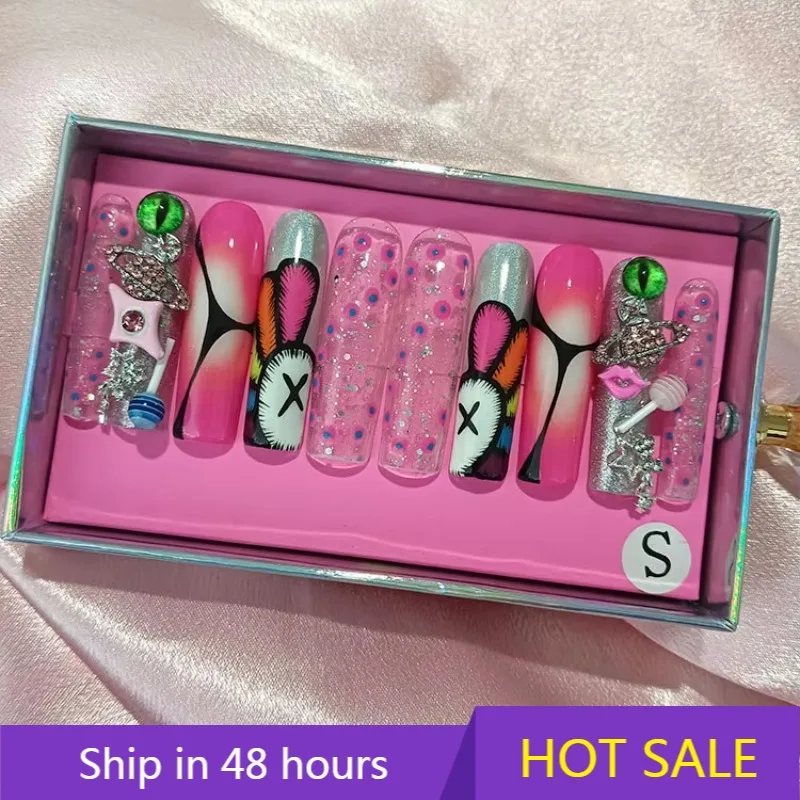 

YTYIN Customizable Designed Matte Manicure Long Square Press on Nails Fakes Nail in Artificial Fingernails