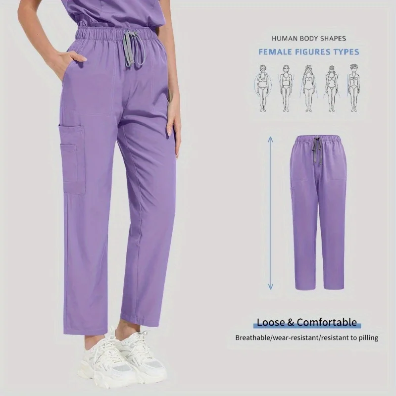 Ensemble uniforme de médecin et d'infirmière élastique mat – Vêtements de travail haut + pantalon, idéal pour les hôpitaux d'animaux de compagnie, les salons de beauté et les soins médicaux