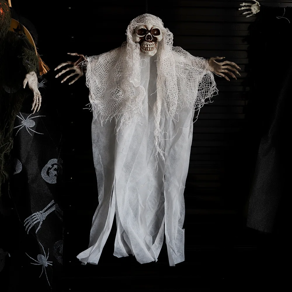 Halloween hanging ghost new style secret room haunted house bar decoration props horror face skull hanging ghost pendant