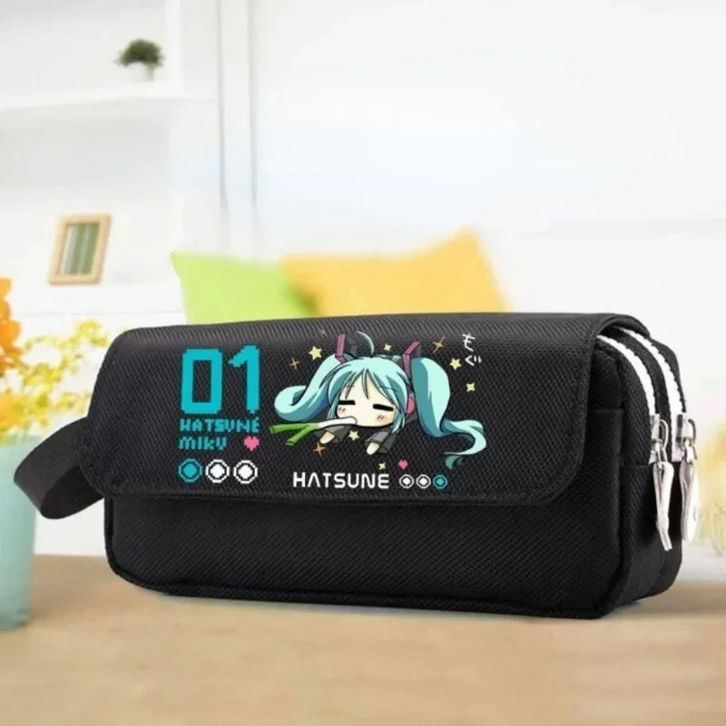 

Милая и универсальная сумка-карандаш Hatsune Miku большой емкости на молнии, простая креативная портативная коробка для канцелярских принадлежностей в стиле аниме
