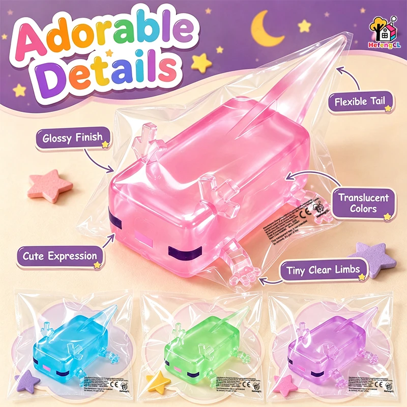 2PCS Random Color Axolotl Squishy Toys, Cute Pastel Clear Axolotl Shape Squeeze Toys, Soft Stretchy Sensory Toys for Kids, Fun Party Bag Fillers, Classroom Prizes, Birthday Surprises, Halloween, Christmas & Valentine’s Day Gifts
