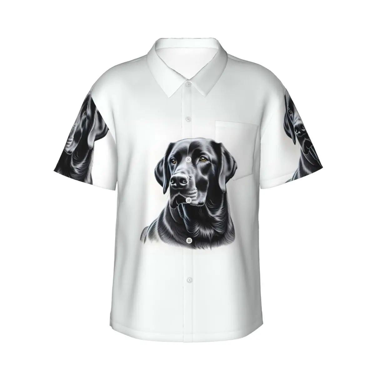 

Черные мужские рубашки из лабрадора-ретривера, гавайская рубашка с коротким рукавом, модные топы с лацканами для летнего пляжа