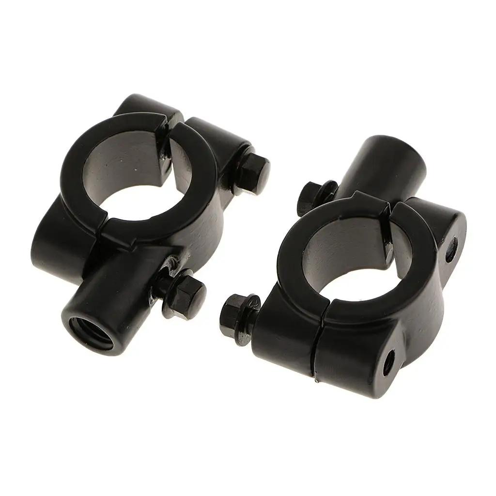 2x Motorcycle Motorbike 7/8'' Handlebar Mirror Mounting Clamp Bracket Clip Holder Black image 5