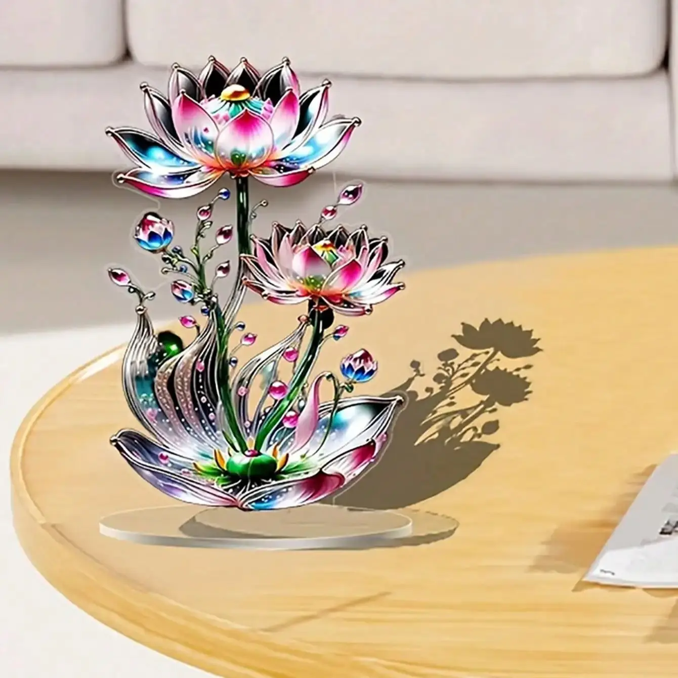 1 Stück Kristall-Lotus Tischdekoration Skulptur Ideales Valentinstag-Geschenk Bürodekoration für Innen- und Außenbereich Kunstdekoration