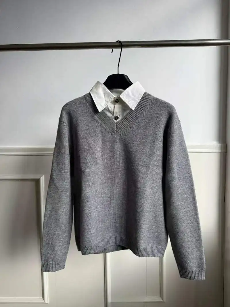 سترة تريكو عالية nce V-Ne Sle للرجال للخريف والشتاء كاجوال فضفاضة تناسب ألياف البوليستر الناعمة سترة طويلة Sve