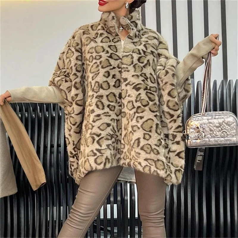 

Пальто из искусственного меха, элегантная теплая пушистая куртка с леопардовым принтом и длинными рукавами для женщин, осень-зима, уличная, ночная, уютная, праздничный подарок