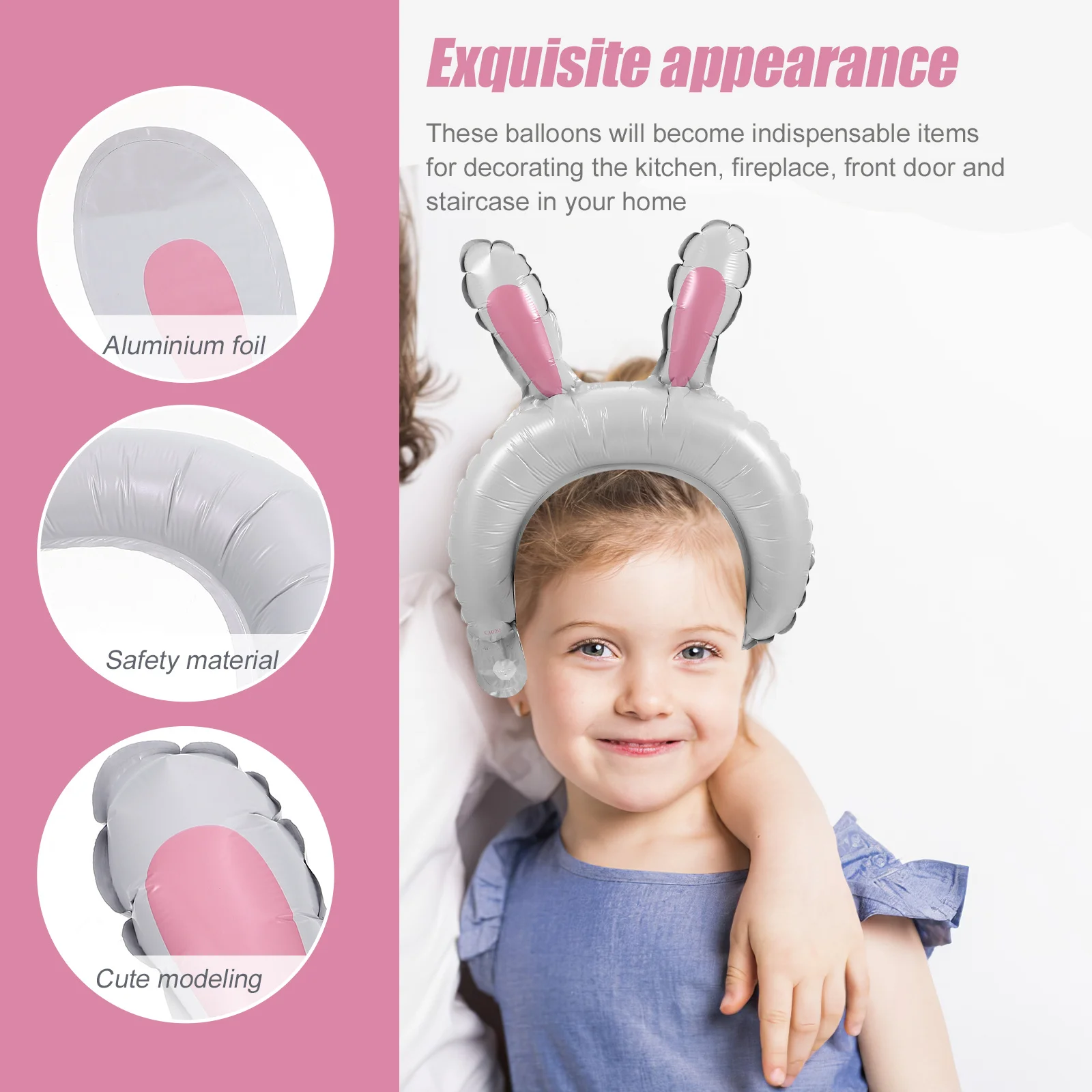 

50pcs Animal Headbands Cartoon Balloon Hoops Decorative Inflatable Party Accessories Aluminum Film Balloons Holiday