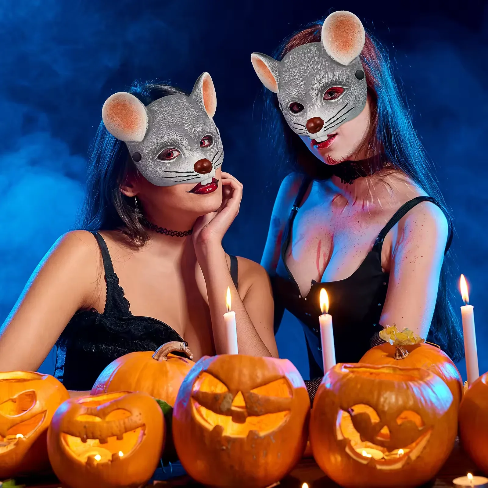 할로윈 만화 쥐 동물 가면 성인용 마우스 반쪽 얼굴 코스프레 고양이 가죽 할로윈 가면 무도회 파티 가면 소품