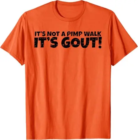 �It's Not A Pimp Walk It's Gout“ Lustiges T-Shirt mit medizinischem Humor für alte Männer, Y2k, personalisierte Buchstaben, bedrucktes sarkastisches Witz-Spruch-T-Shirt – Detail 4
