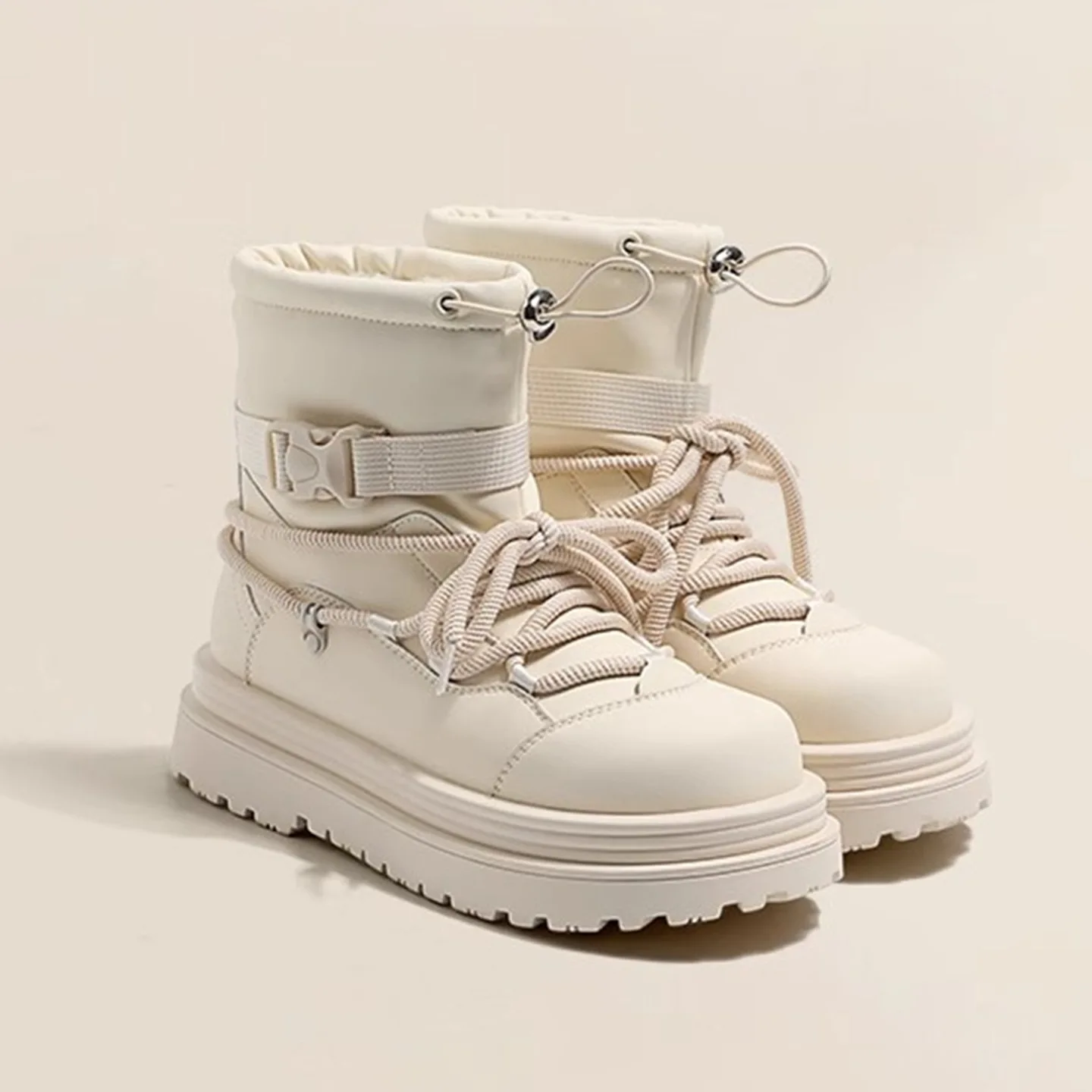 

Thick soled snow boots for women in winter 2025 with thick fleece and versatile warmth and anti slip short boots