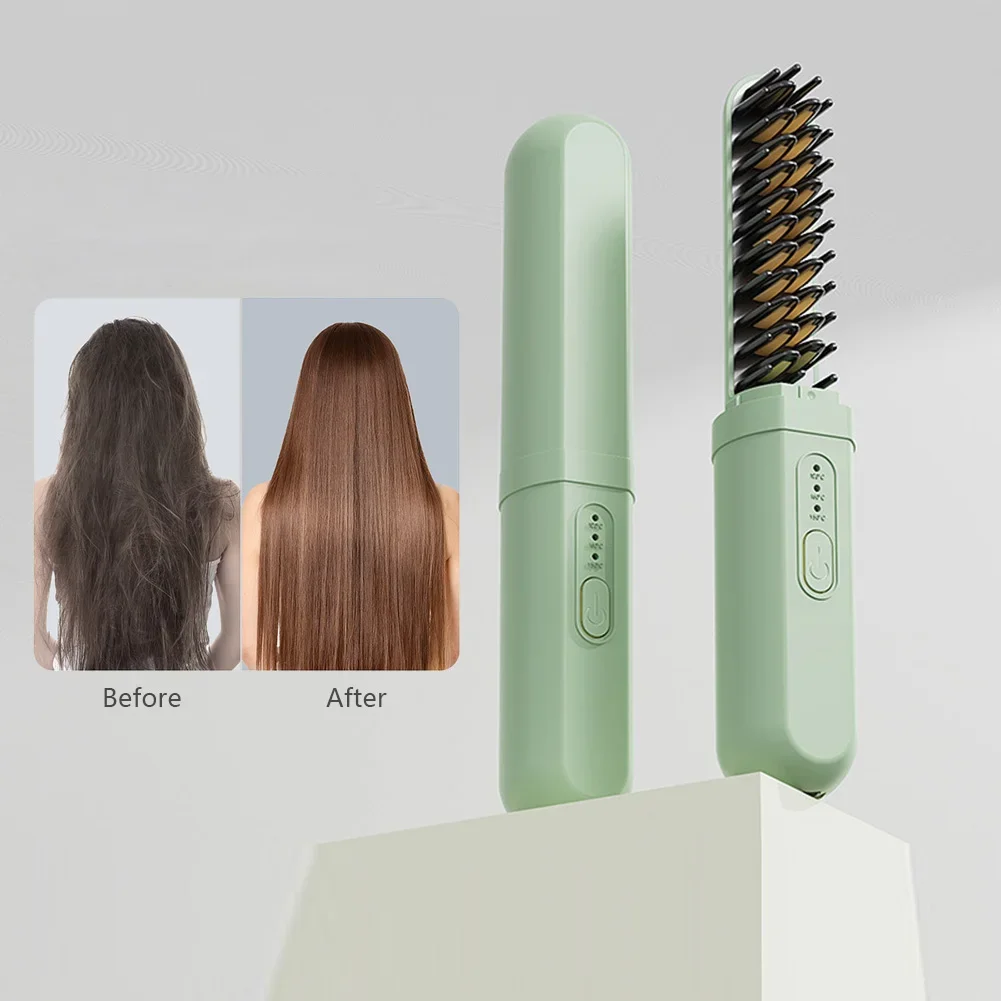 Mini portátil sem fio alisador de cabelo recarregável íon negativo dupla finalidade alisador de cabelo curling ferro ferramenta estilo de cabelo