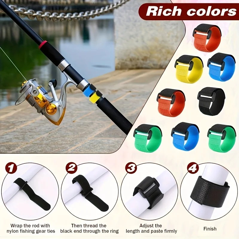 10 fishing rod fixing straps - fishing rod stands, outdoor fishing equipment, fishing rod accessories, available in multiple col
