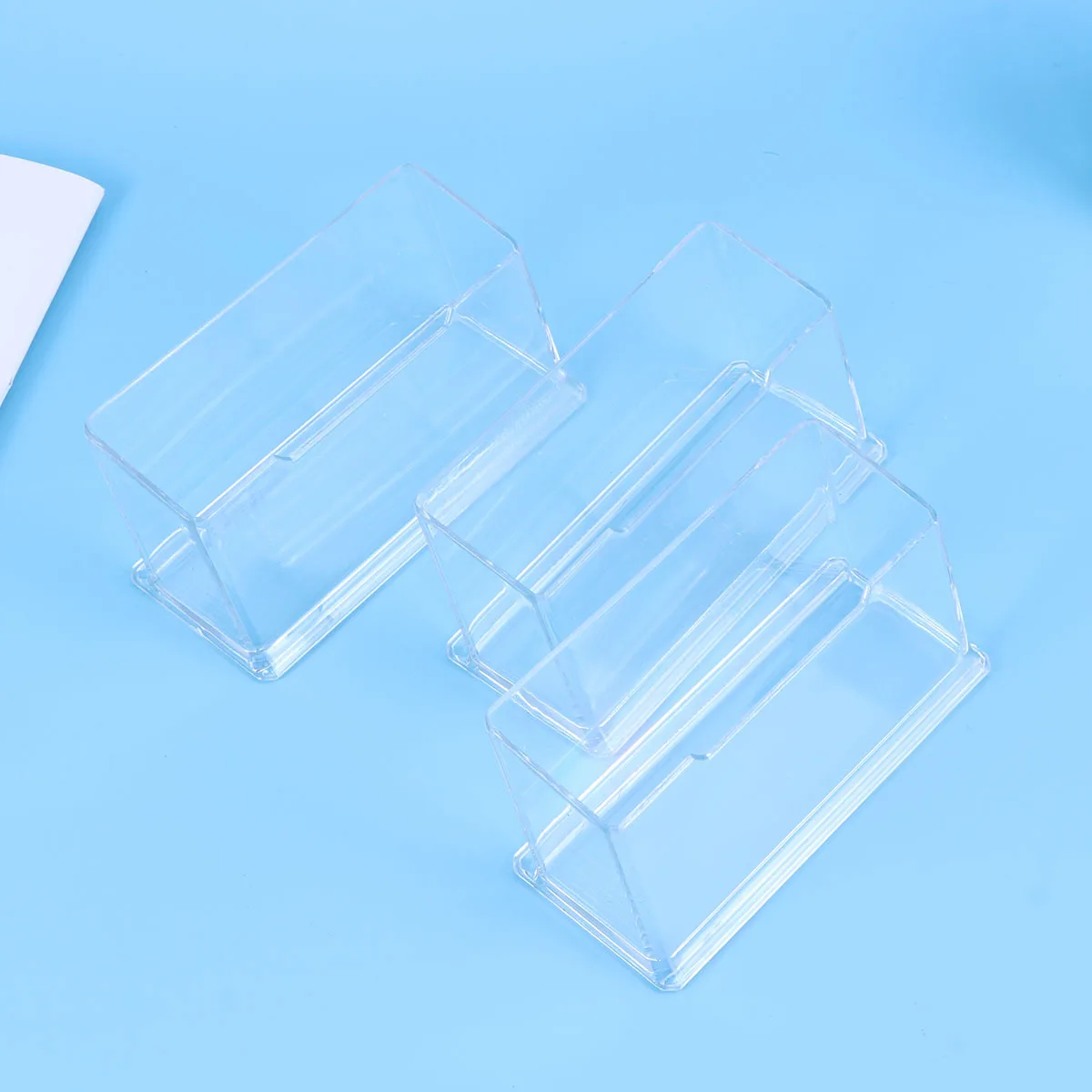 4 قطع من حافظة بطاقات العمل المصنوعة من الأكريليك الشفاف، منظم صغير لسطح المكتب، آمن وسهل الوصول، تصميم مفتوح لديكور المكتب
