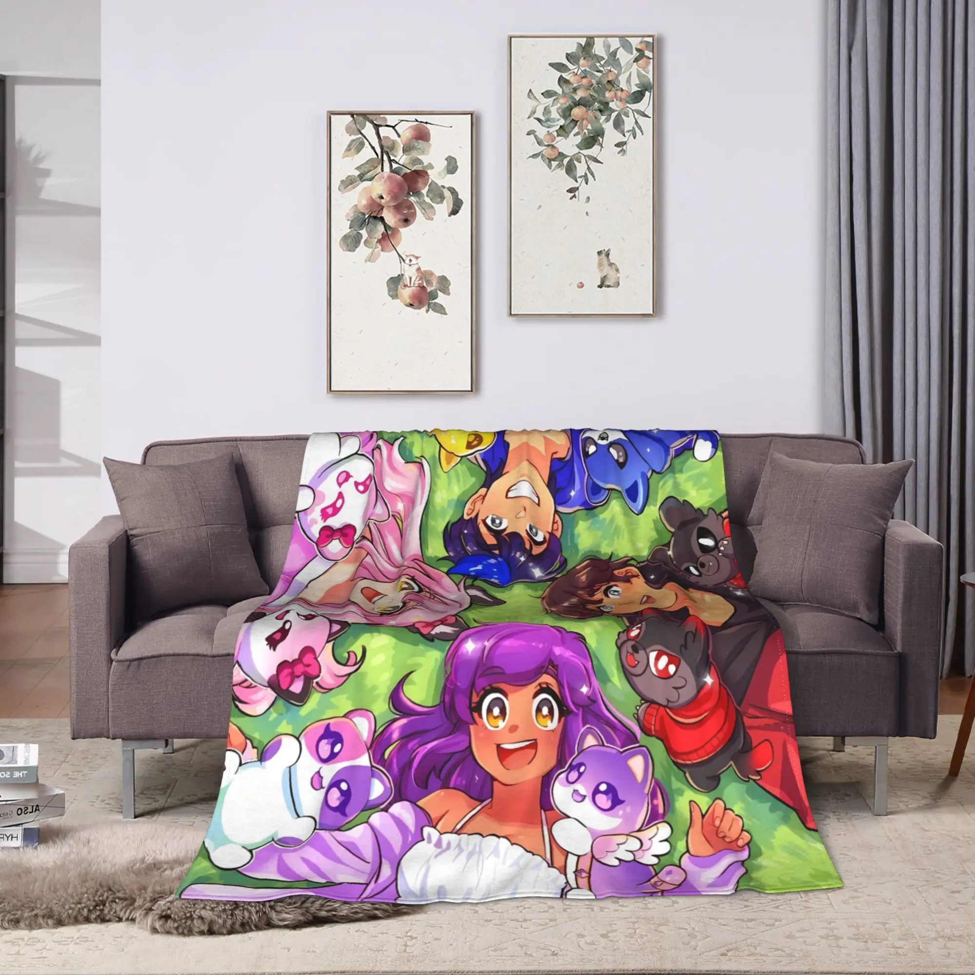 Charming Aphmau Smiling Character Blanket Quality Super Soft  Throw Blanket Winter Camping Couch Chair Fluffy Bedspread - view 2
