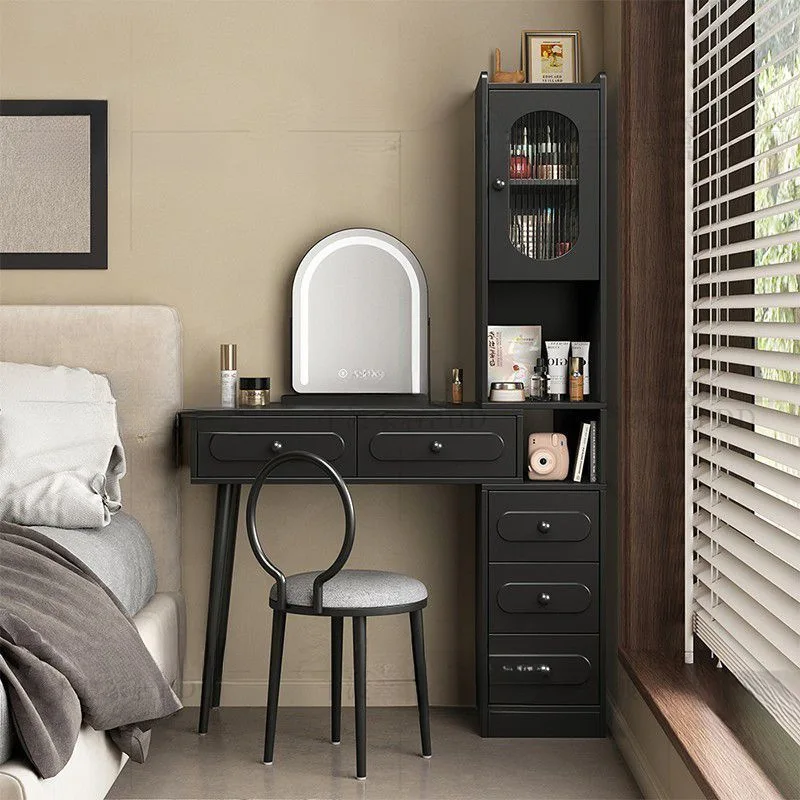 #Solid wood dresser chest integrated small apartment bedroom storage cabinetAmerican retro style dressing table multi-layer lock