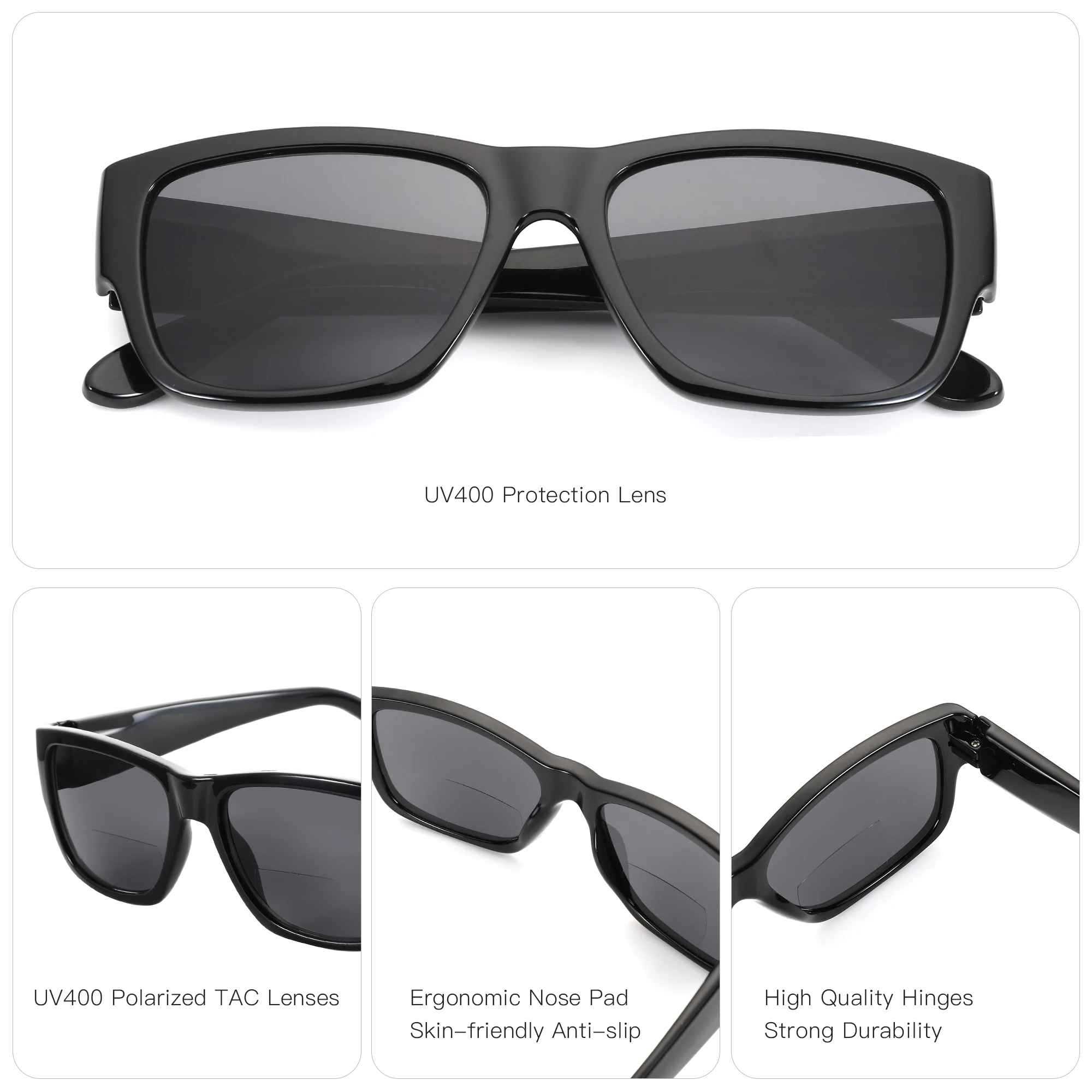 ZENOTTIC Fsahion Rectangle Reading Sunglasses Readers Shade Lightweight Multifocal Sun Glasses for Women Men Diopter 100 to 400