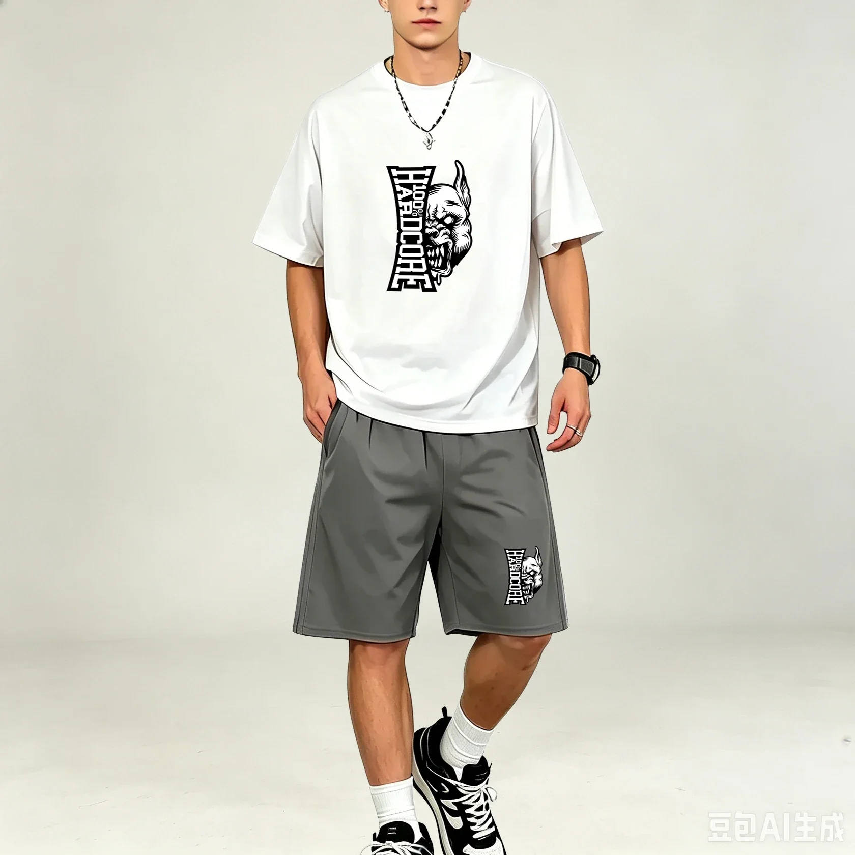 Ensemble de t-shirts d'été pour hommes, séchage rapide, respirant, avec poche, short de sport, tenue de sport pour la marche et le quotidien