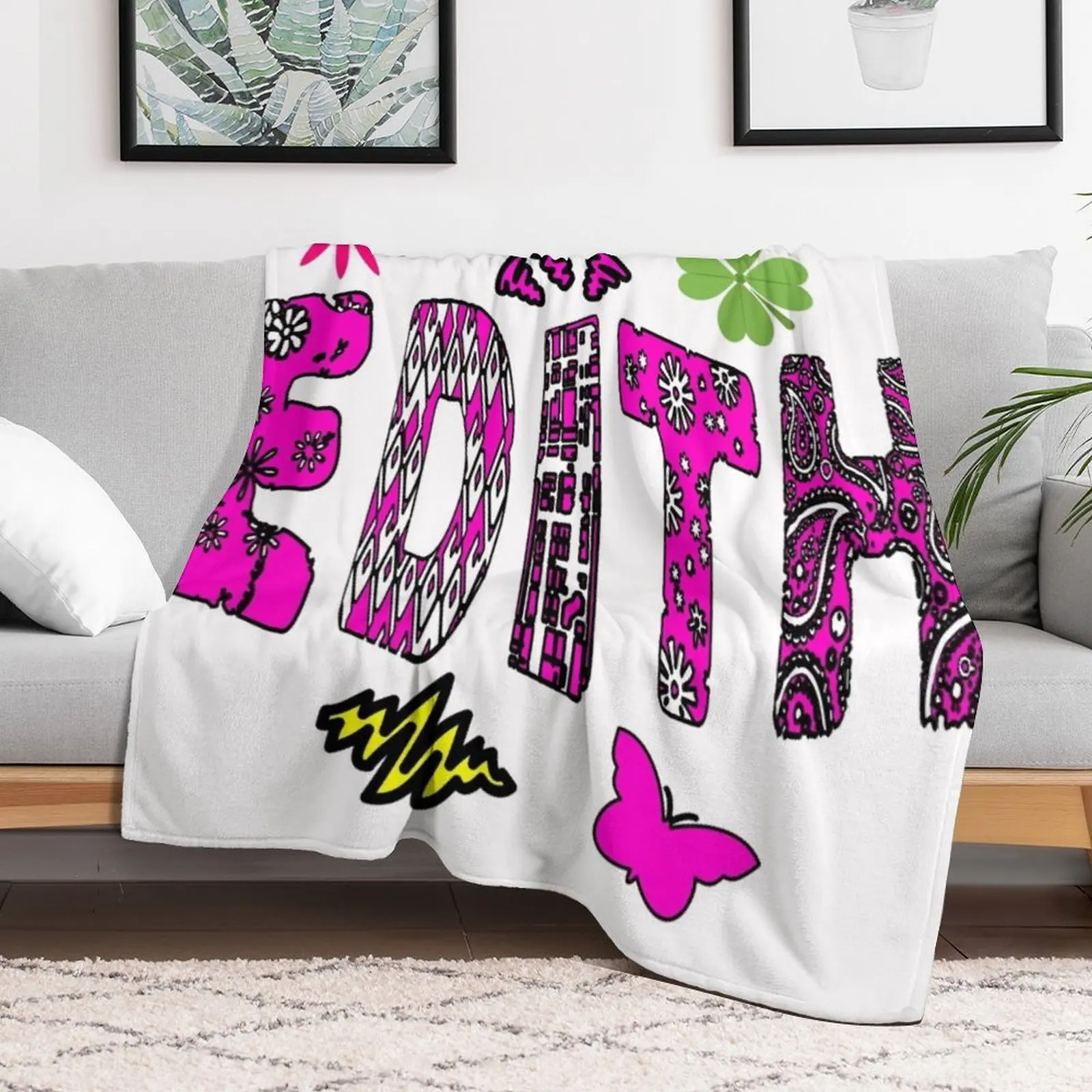 EDITH COLLECTION Throw Blanket Plush Nap Decorative Sofa Custom Blankets