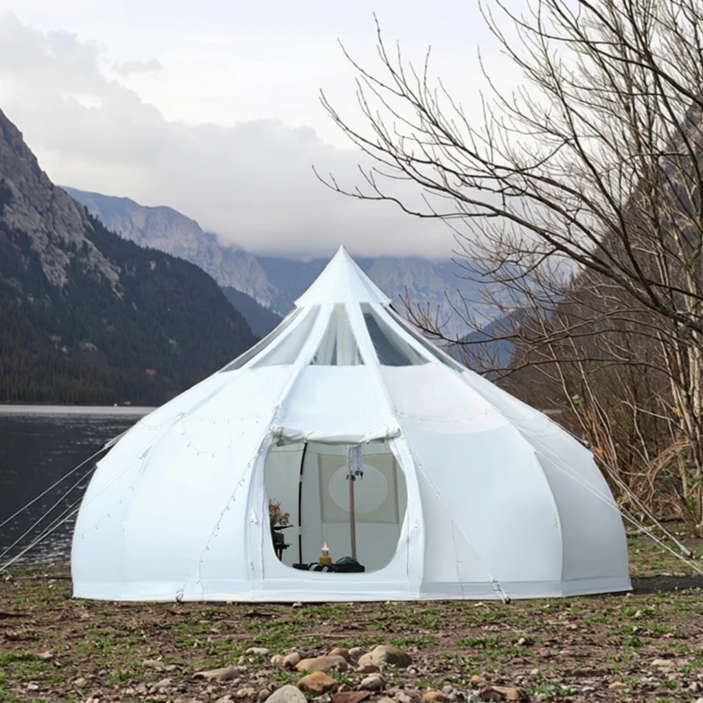 

Luxury 4m Starry Sky Lotus Shelter Waterproof Oxford Family Camping Awning for 2-4 Persons Outdoor Canopy Gazebo Pergola