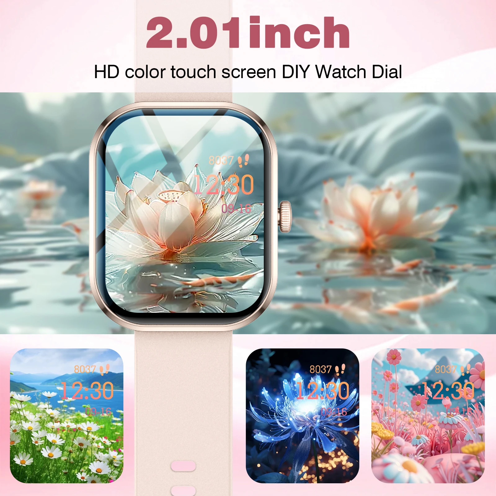 حار بيع 2.0 بوصة HD تعمل باللمس Smartwatch - الاتصال اللاسلكي، التقاط الصور، التحكم بالموسيقى |   متوافق مع Android/iOS، للجنسين