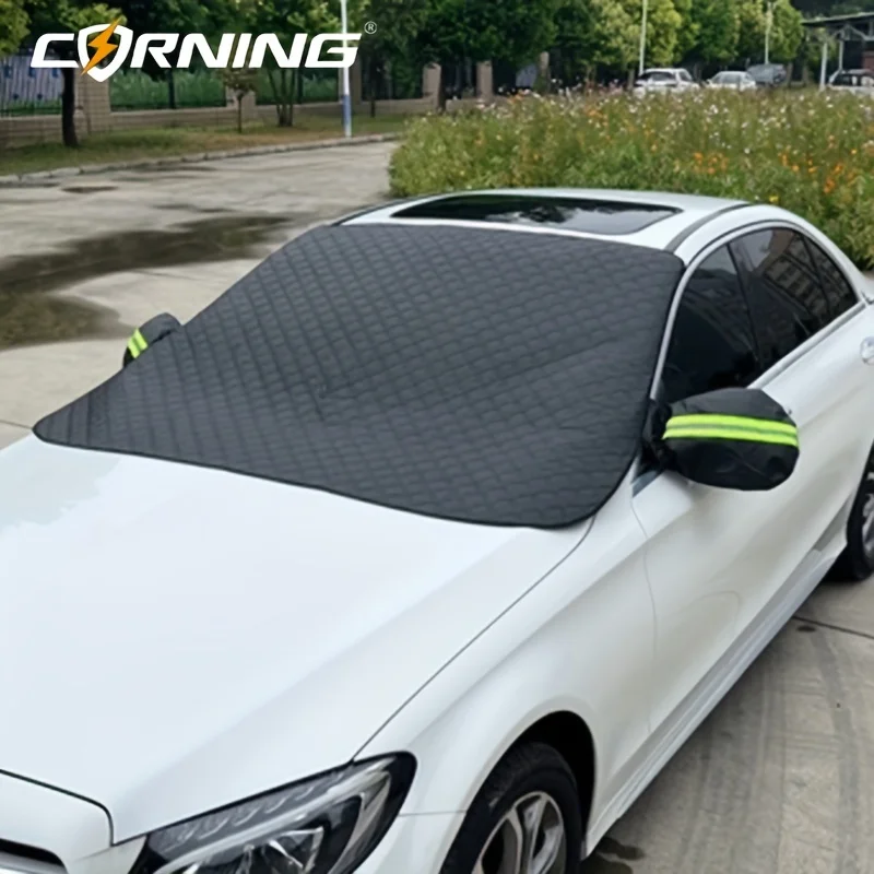 Universelle Auto-Windschutzscheibenabdeckung, Sonnenschutz, Schnee- und Frostschutz mit reflektierenden Streifen und Radhaken für Autos, SUVs, Allwetter-Schutz. – Detail 6