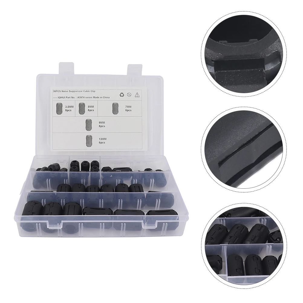 

36 Pcs Ring Ferrite Core Noise Filters Removable Removable Ferrite Cable Clip Socket Parts