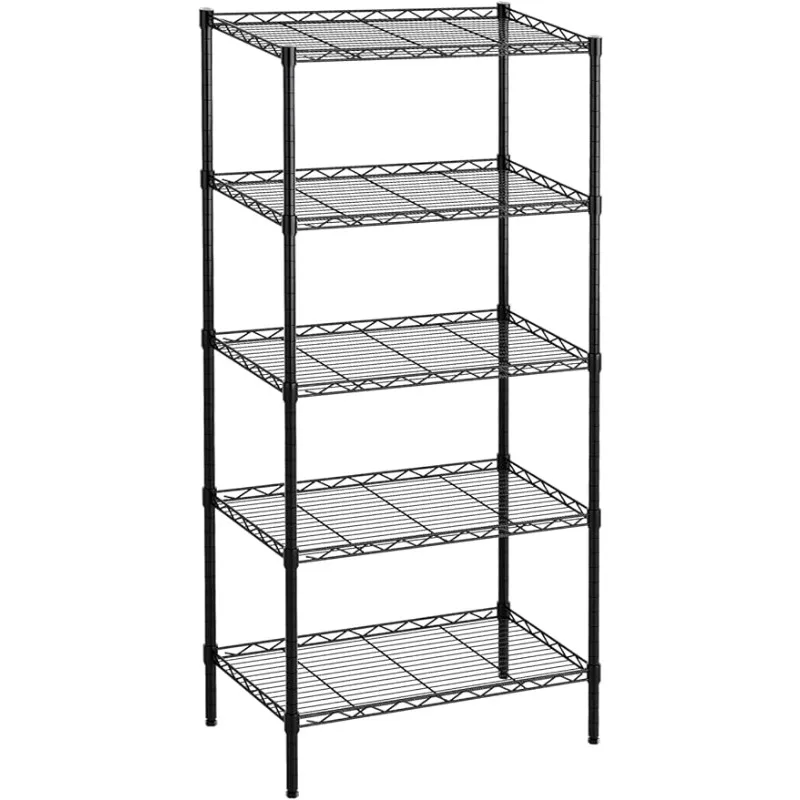 

Txxplv 5-Tier Storage Shelves Wire Shelving Unit Adjustable Metal Shelf Organizer Unit for Kitchen Laundry Garage (Black)