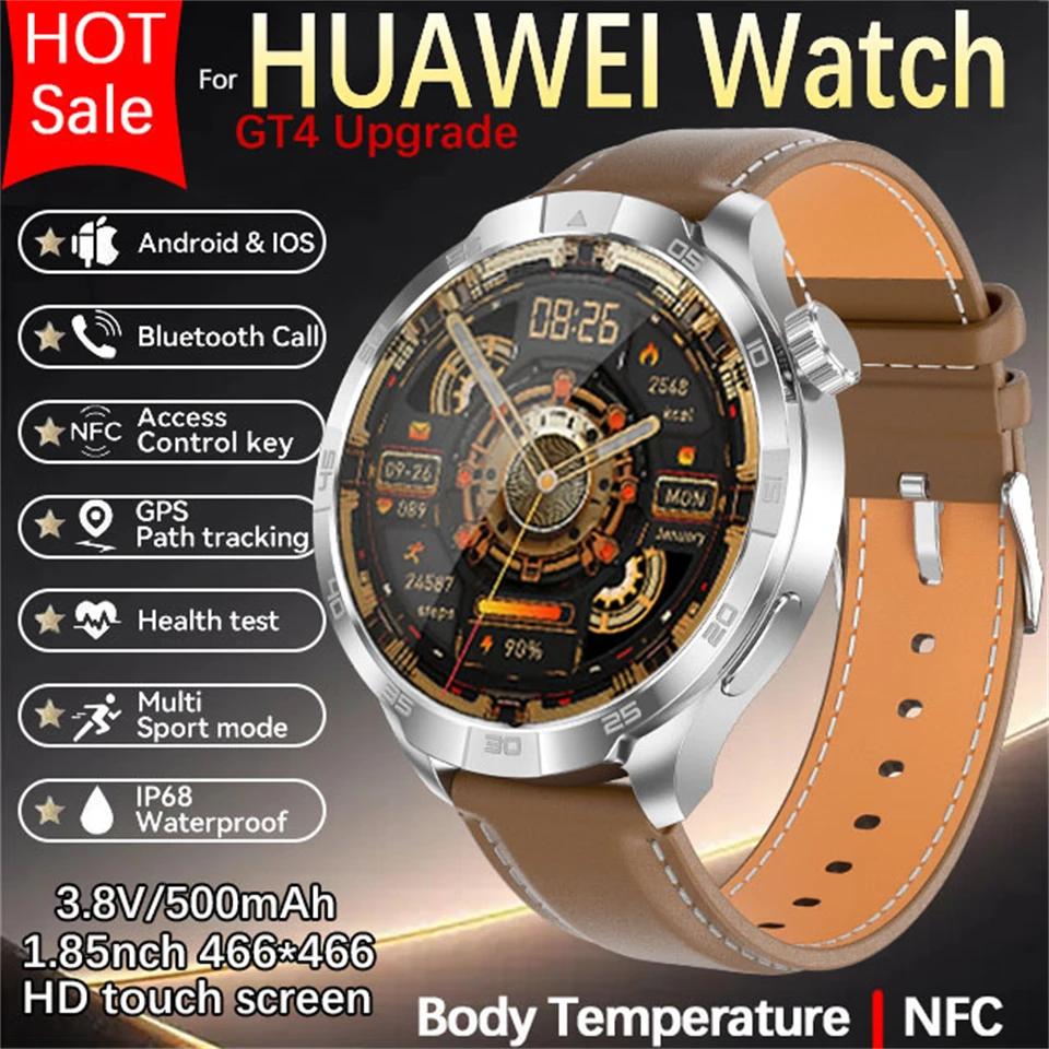 

2025 New For HUAWEI Sports Waterproof Smart Bracelet Men Watch 1.85 inch AMOLED Screen GPS NFC Compass Bluetooth Call Smartwatch