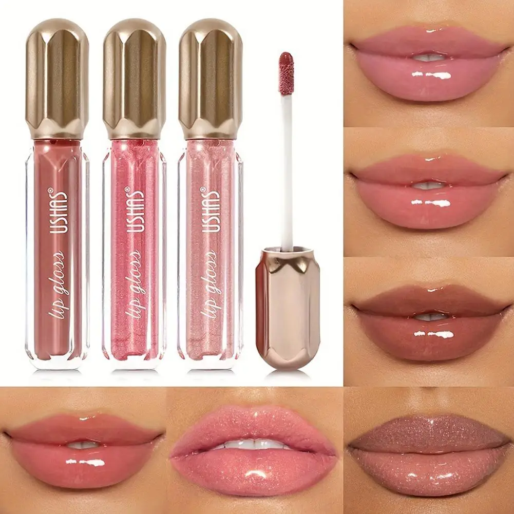 Brillo de labios de perlas de espejo de 6 colores resistente al agua, lápiz labial hidratante de larga duración, brillo de labios brillante, maquillaje cosmético para mujeres