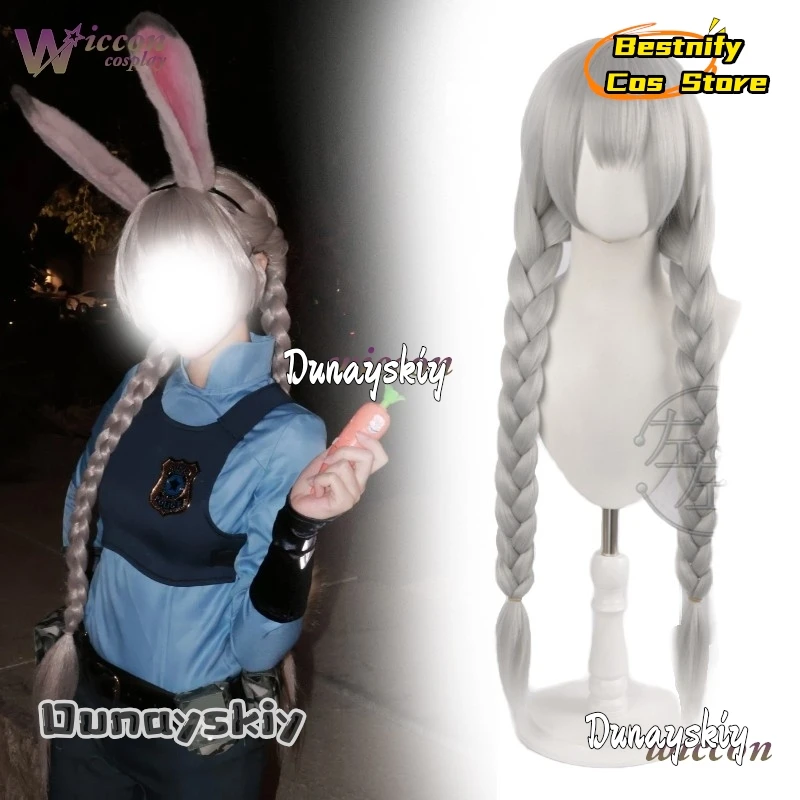 Bestnify aBc @ Zootopiia جوديث لافيرن هوبس شعر مستعار تأثيري جودي رمادي شعر مستعار تأثيري أنيمي مقاومة للحرارة بيروكات صناعية هالوين