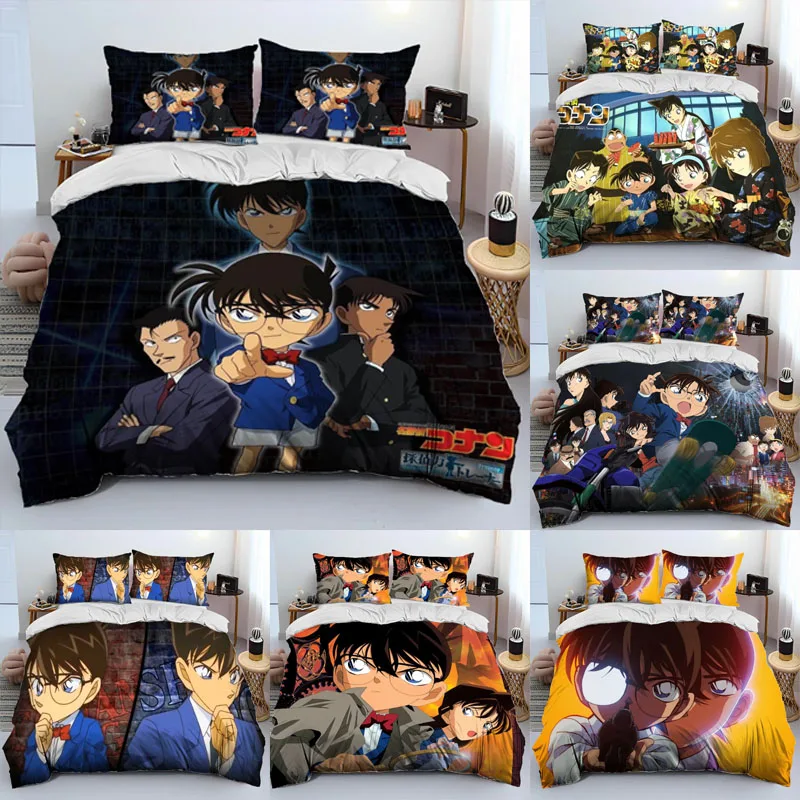 

Detective Conan Bedding Set Hot Game Duvet Cover Pillowcase Children Adult Cartoon Sundrop Quilt Covering Set Room Decor Gift