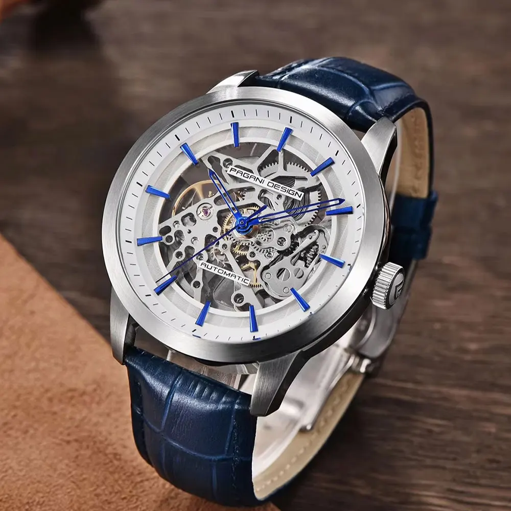 ساعة PAGANI DESIGN Hollow للرجال من الفولاذ المقاوم للصدأ مقاومة للماء 43 ملم ساعة يد أوتوماتيكية من أفضل العلامات التجارية ساعة ميكانيكية للرجال ساعات هدايا