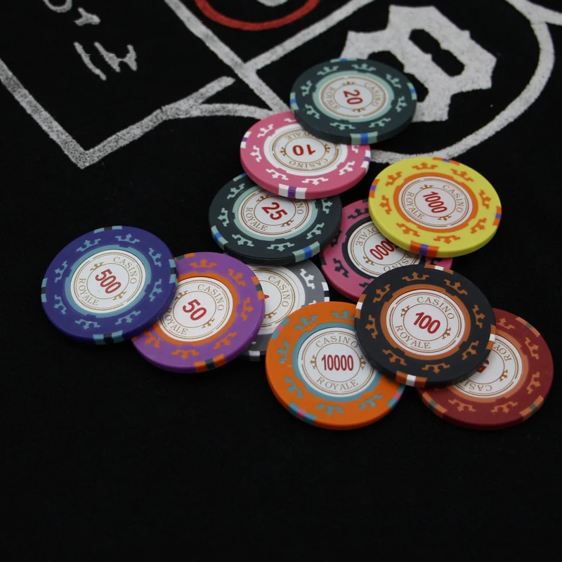 10pcs 39mm Texas Hold'em Ceramic Chips, Professional with Face Value, High-end 39mm Poker Chip Coins