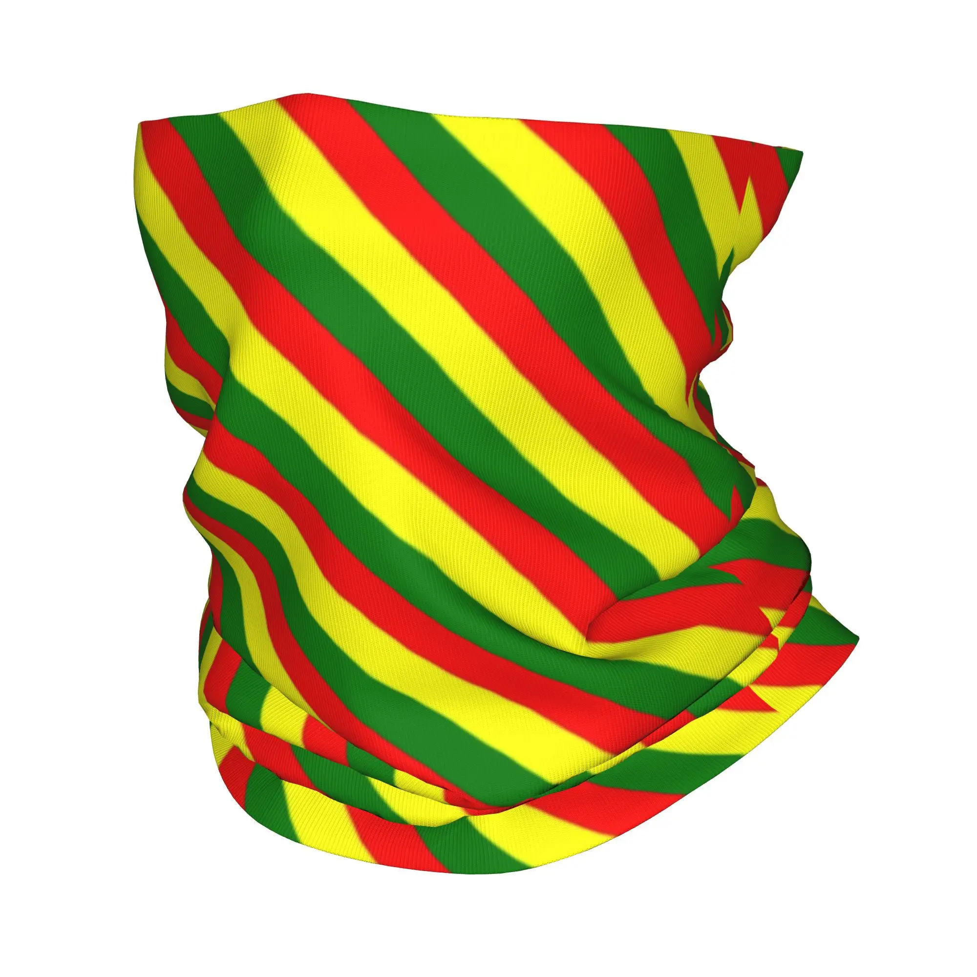 Custom Rasta Stripe Rasta Neck Gaiter Women Men UV Face Shield Winter Jamaican Bandana Scarf for Hiking