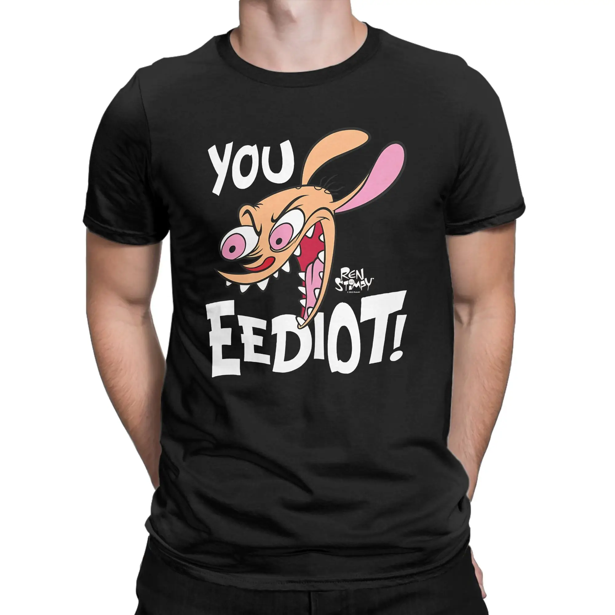 Character Funny Vintage Cartoon 90s Animal Cute Retro Novelty 100% Cotton T-Shirt R-Ren & Stimpy Tees Tops For Men