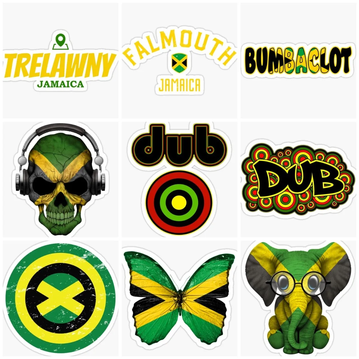 

Jamaican JA Flag DUB Music Sticker Truck Wall Car Vinyl Motorcycle Bike Bumper Truck Window Glass Helmet Camper Van Decal PVC