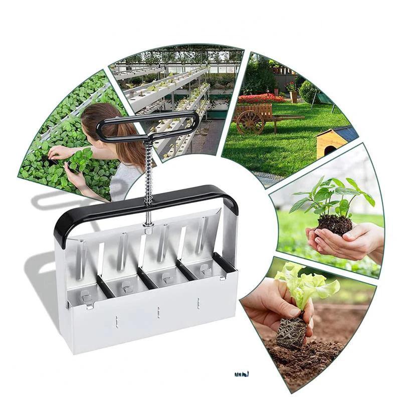 

Manual Stainless Steel Soil Block Maker Soil Blocking Tool for Seedling Starting Reusable Plant Label Marker for Garden Prep