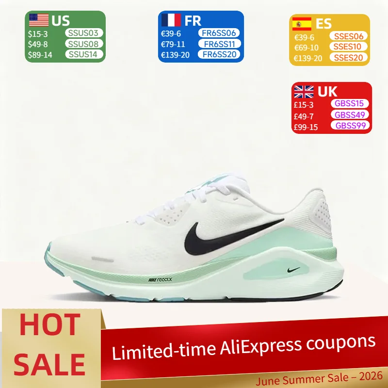 

Nike Structure 26 Comfortable, Slip-Resistant, Durable Low-Top Casual Running Shoes for Women in White and Black HJ1101-100