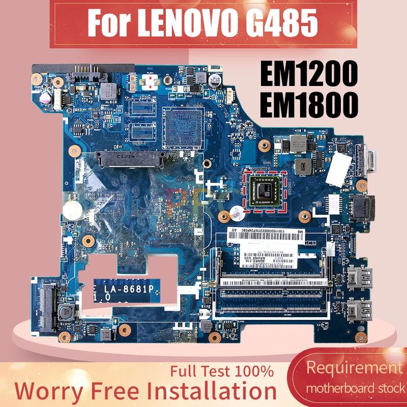 LA-8681P For LENOVO G485 Laptop Motherboard EM1200  EM1800 11S11000000ZZ Notebook Mainboard