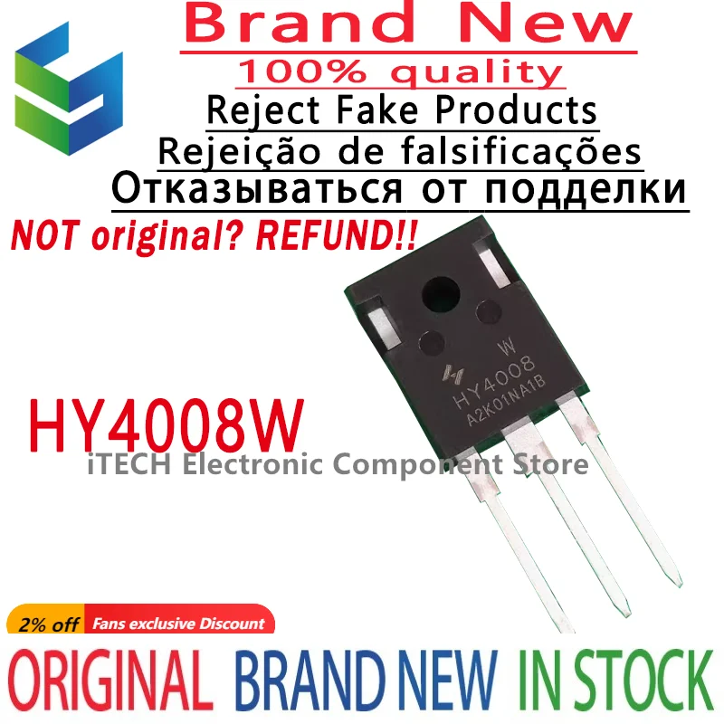 

(10-100)pcs/lot Original HY4008 HY4008W TO-247 MOSFET Inverter Ultra Chip 80V 200A 100% New and Genuine