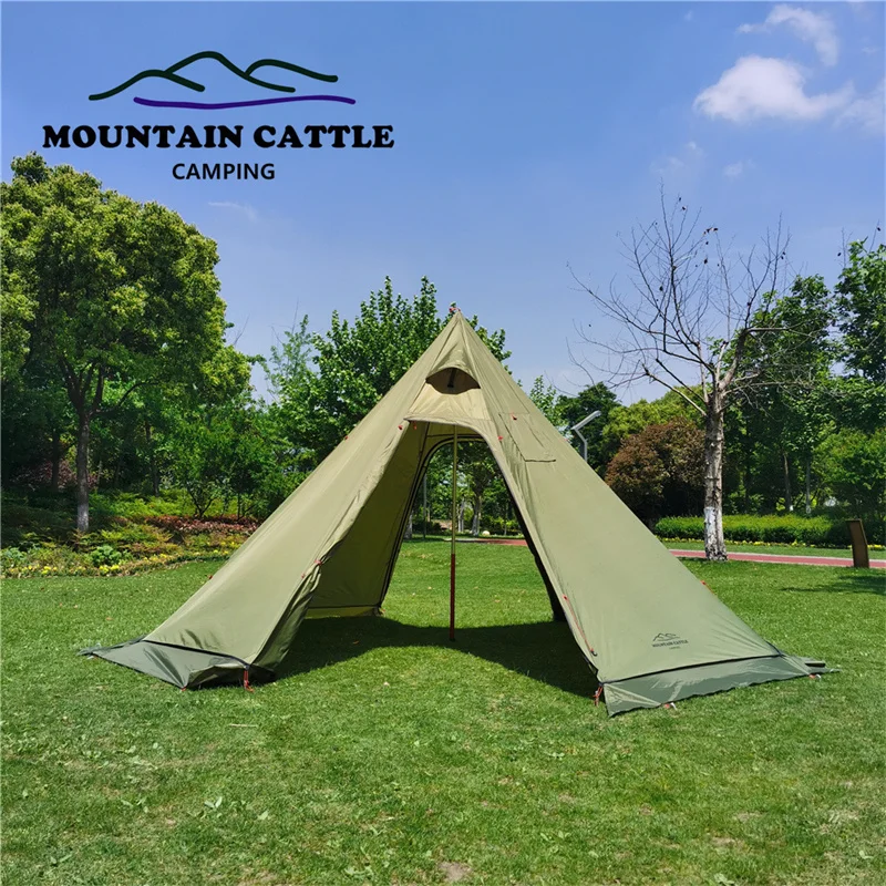 Extra Large Pyramid Tent With Snow Skirt With A Chimney Hole Ultralight Outdoor Camping Teepee Awnings Shelter Backpacking Tent