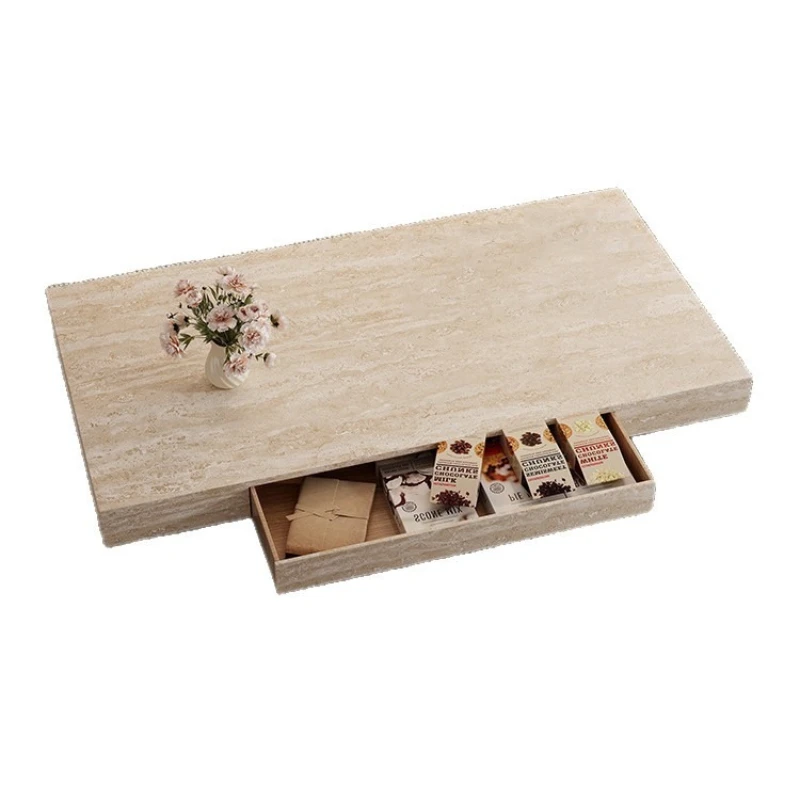 Suspended coffee table, living room household, travertine slate, rectangle