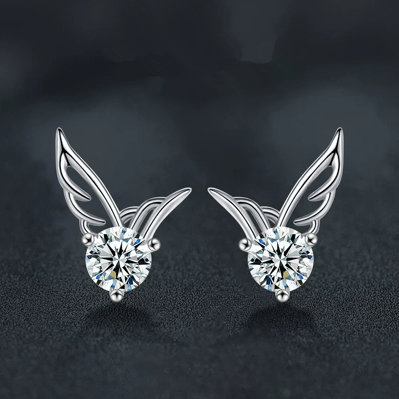 

S925 sterling silver women's earrings gold-plated moissanite butterfly fashion jewelry party accessories