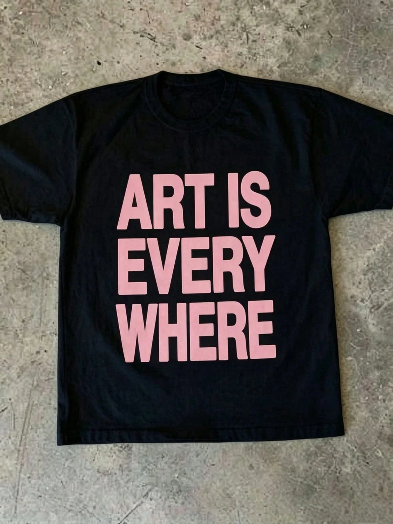 Art Is Every Where Letter Print T-Shirt Unisex Crew Neck Short-sleeved Basic Tees Retro Street Y2K Casual Fashion Tops Clothing