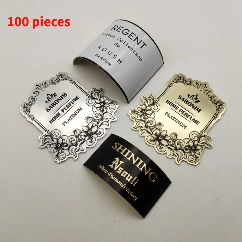 10 0.Zhang. custom. private luxury fragrance decals custom design aluminum 3D engrave logo labels metal sticker perfum