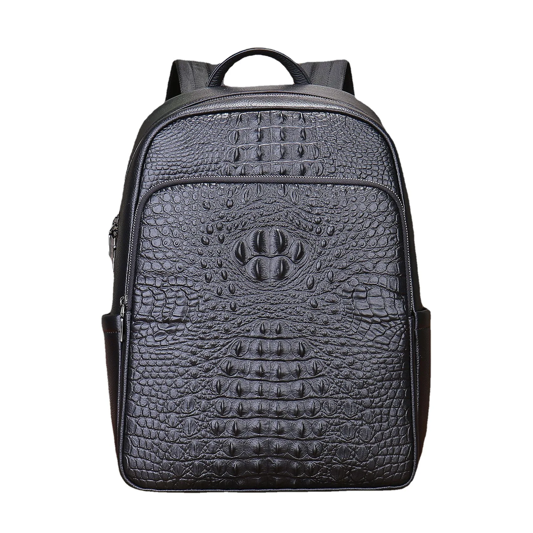 Cow Genuine Leather Men Backpacks Alligator Fashion Real Natural Leather Student Backpack Luxury Brand Large Computer Laptop Bag