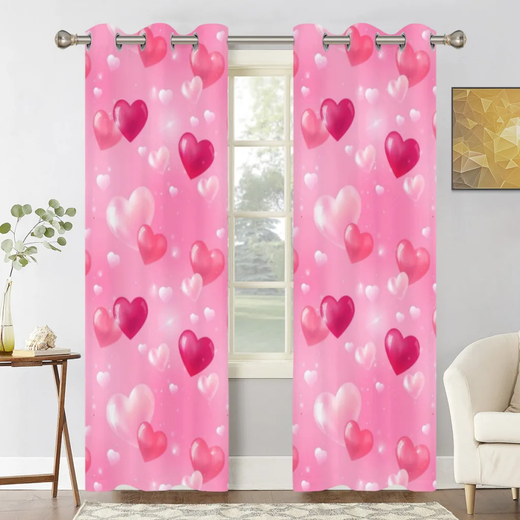 

Pink Girl Window Curtains for Living Room Bedrooms 2 pieces Aesthetic Room Decoration