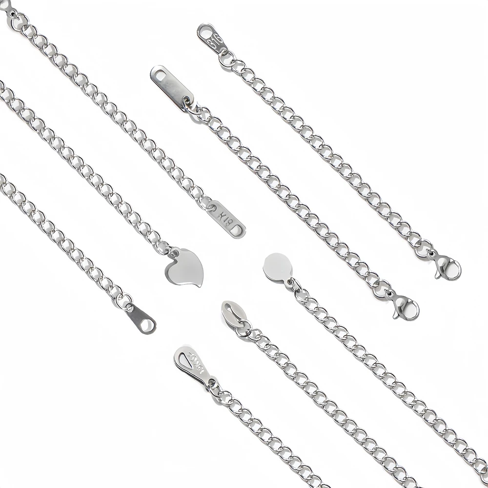 5/10 Stück Edelstahl-Verlängerungsketten, Verlängerungsketten mit Karabinerverschlüssen, Verbindungsstücke für DIY-Schmuckherstellung, Armbandzubehör – Detail 4